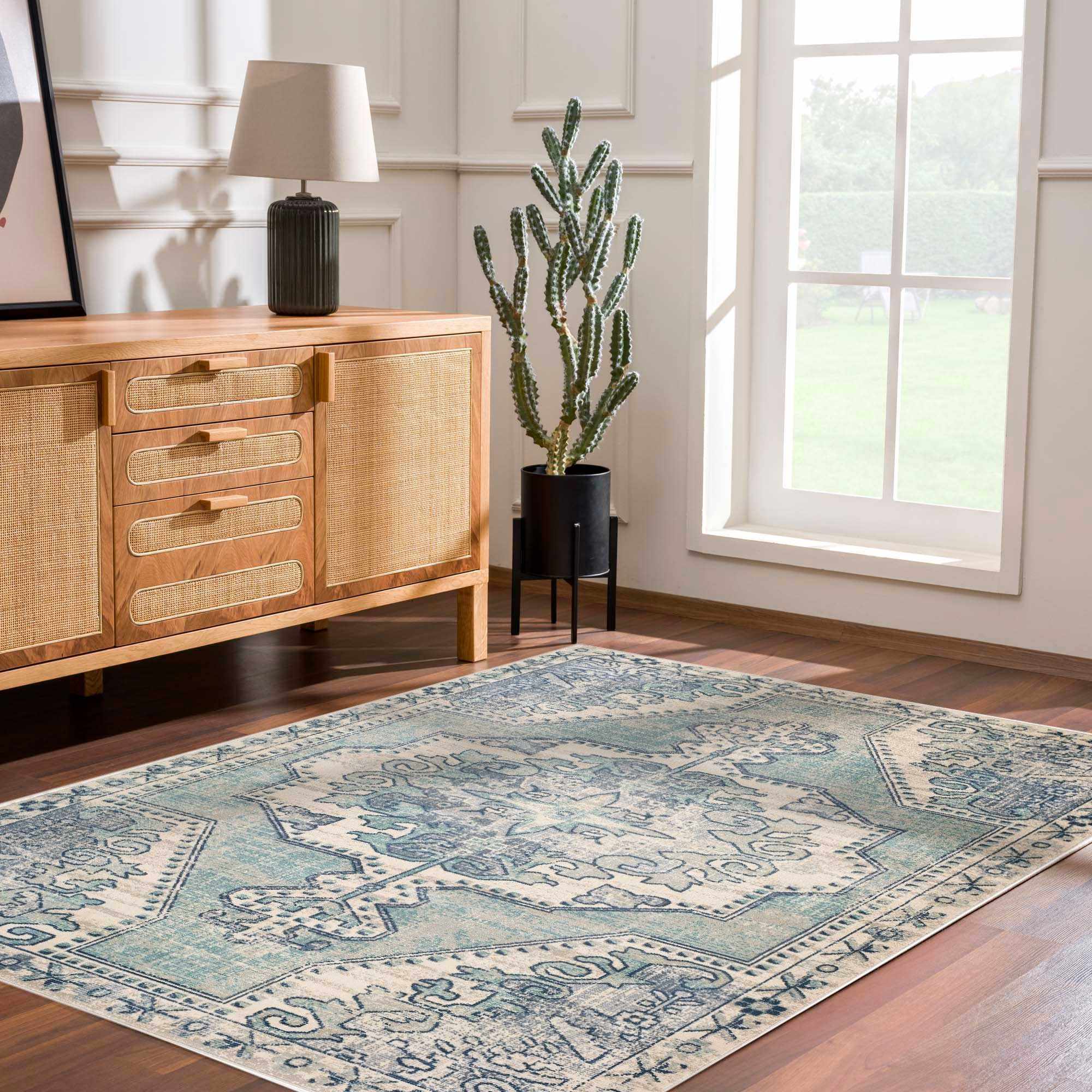 Kenmare Blue Medallion Rug - Clearance by Boutique Rugs