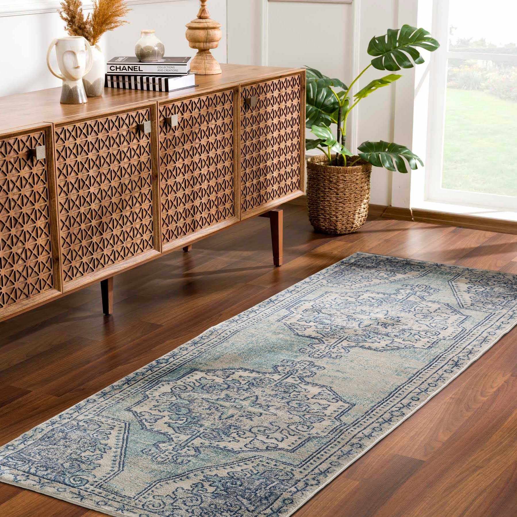 Kenmare Blue Medallion Rug - Clearance by Boutique Rugs