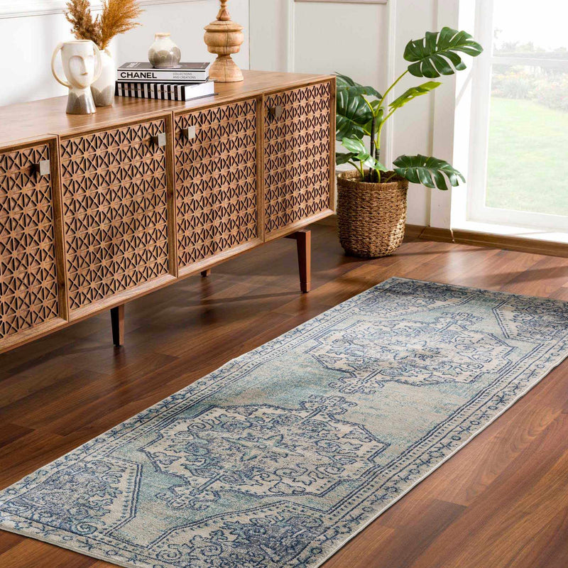 Kenmare Blue Medallion Rug - Clearance by Boutique Rugs
