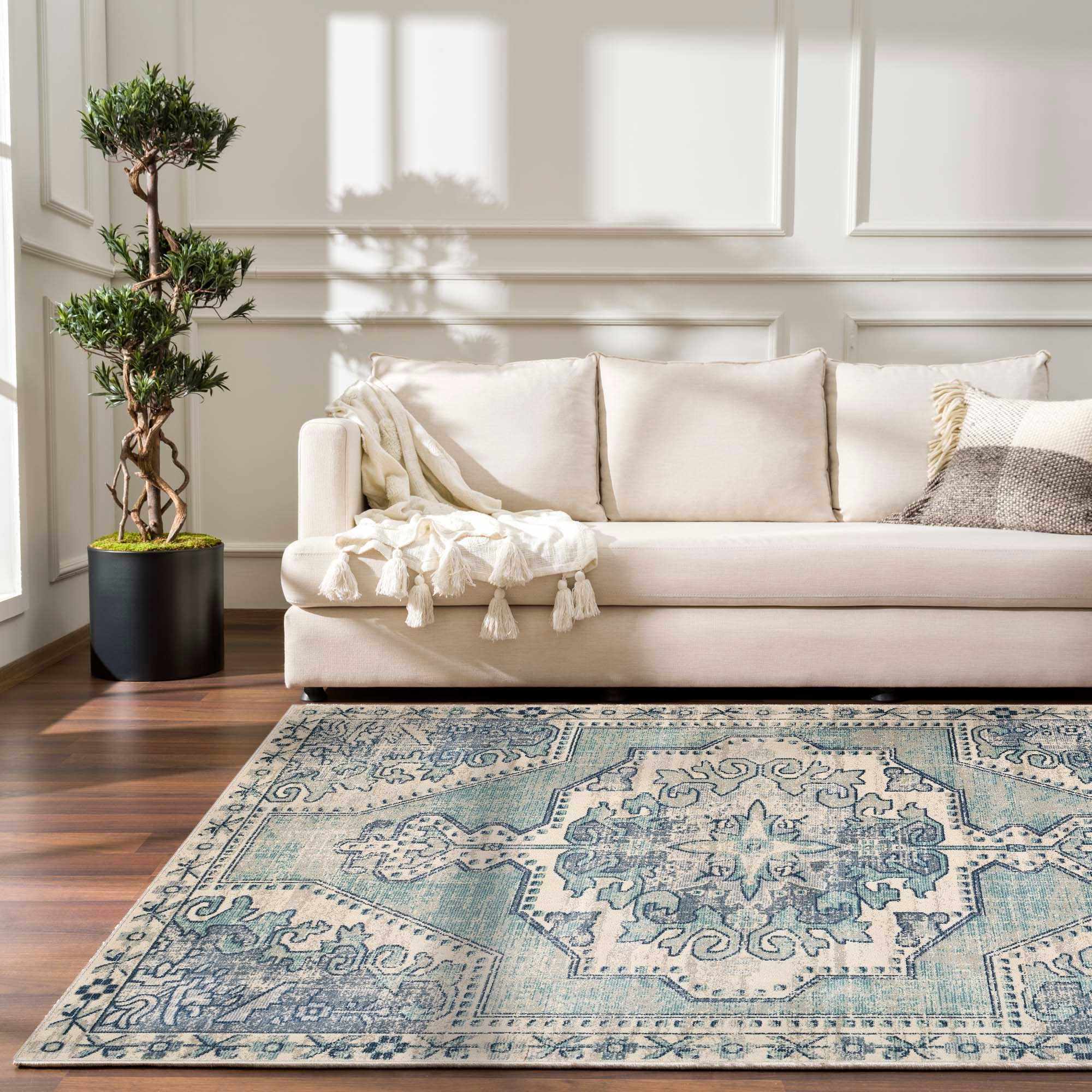 Kenmare Blue Medallion Rug - Clearance by Boutique Rugs