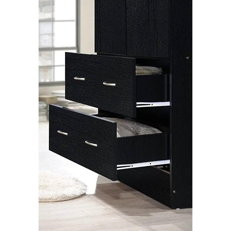 Black 2 Door Wardrobe Armoire with 2 Drawers and Hanging Rod Storage by HomePacific