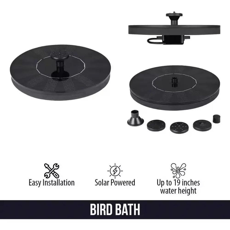 Solar Powered Birdbath to Water Fountain Kit with 4 Nozzle Heads by HomePacific