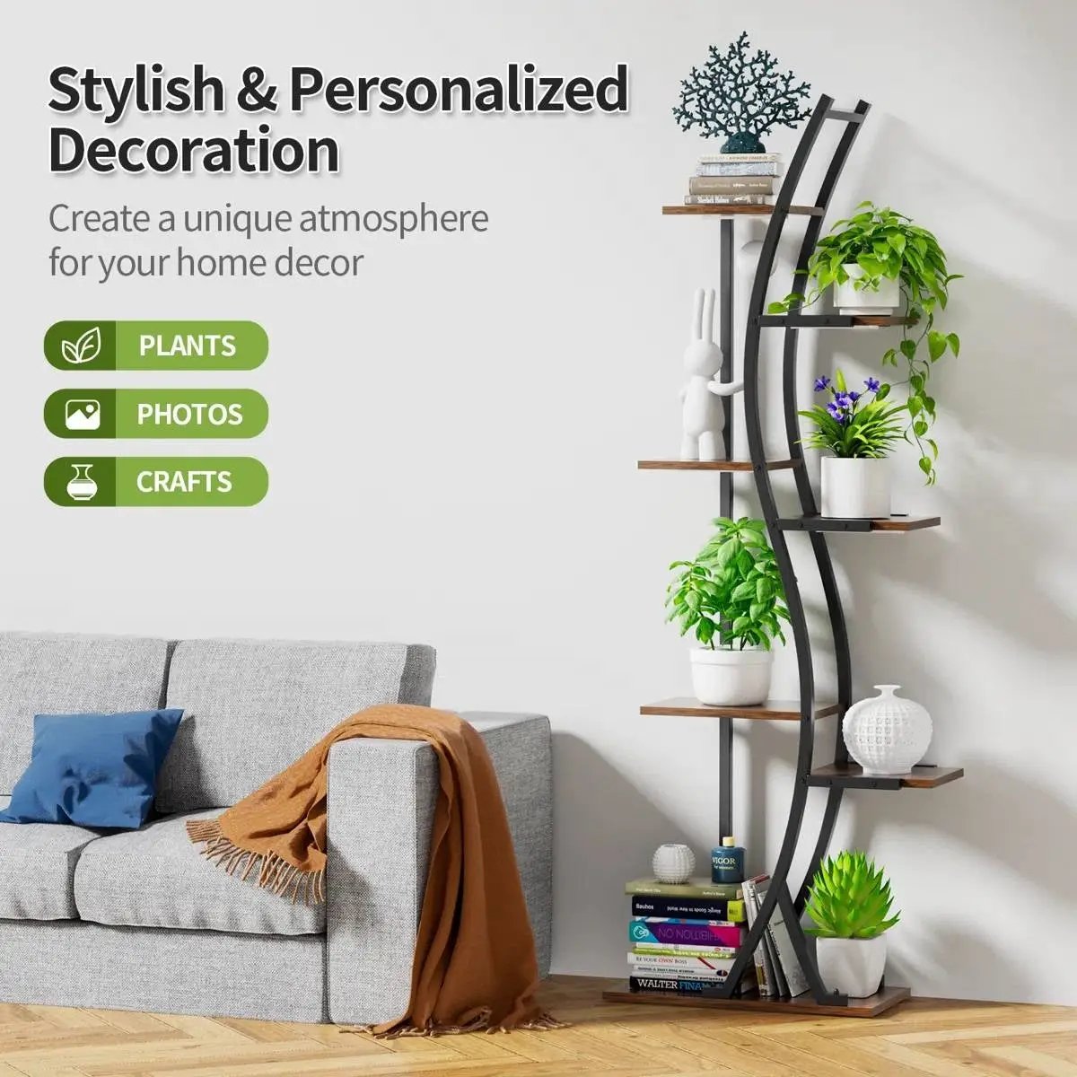 63-inch Tall Modern 6-Shelf Indoor Plant Stand Shelving Unit by HomePacific