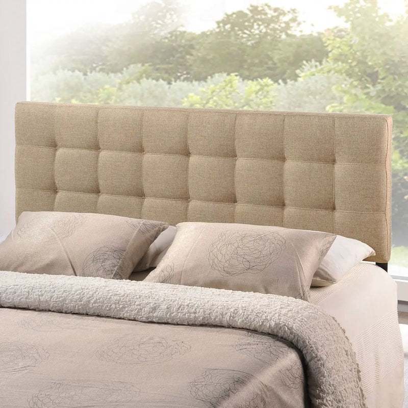 King size Beige Fabric Upholstered Headboard with Modern Tufting by HomePacific