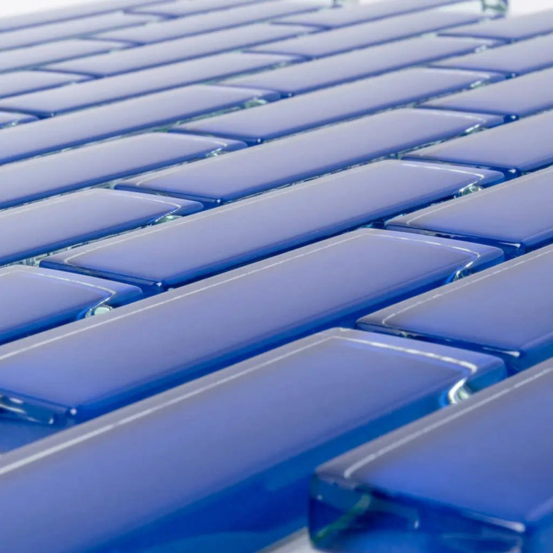 Cobalt Blue 12x12 Glossy Brick Glass Mosaic Tile (5 pack, 4.92 sq ft/case) by Apollo Tile