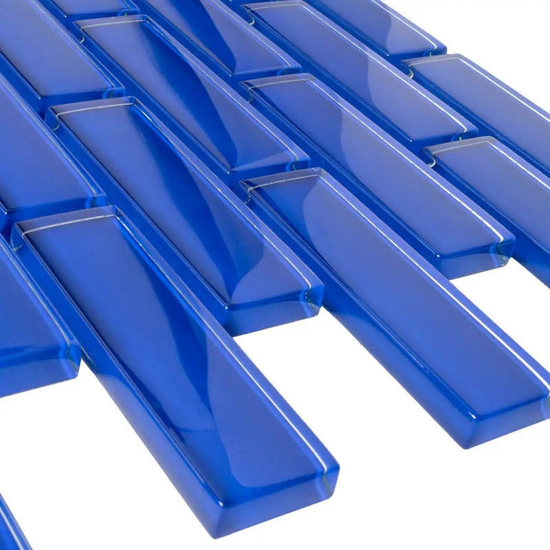Cobalt Blue 12x12 Glossy Brick Glass Mosaic Tile (5 pack, 4.92 sq ft/case) by Apollo Tile