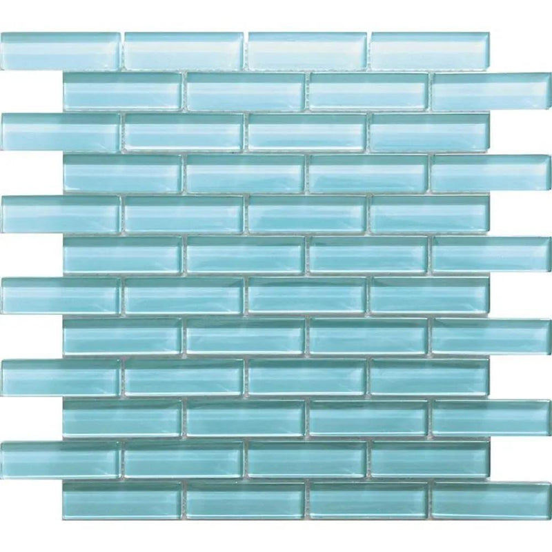 Sky Blue 12x12 Glossy Brick Glass Mosaic Tile (5 pack, 4.92 sq ft/case) by Apollo Tile