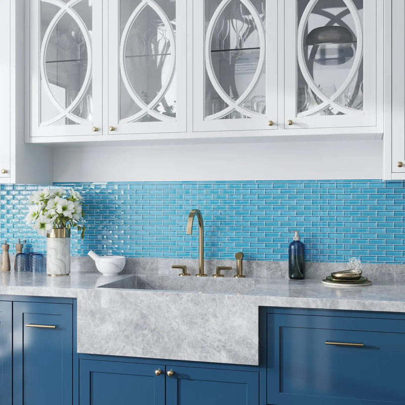 Sapphire Blue 12x12 Glossy Glass Mosaic Tile (5 pack, 4.92 sq ft/case) by Apollo Tile