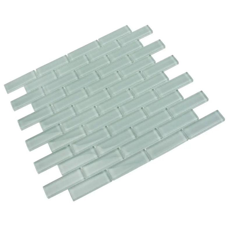 Blizzard Blue 12x12 Glossy Brick Glass Mosaic Tile (5 pack, 4.92 sq ft/case) by Apollo Tile
