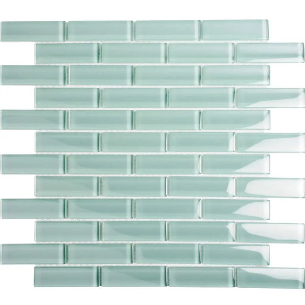 Blizzard Blue 12x12 Glossy Brick Glass Mosaic Tile (5 pack, 4.92 sq ft/case)