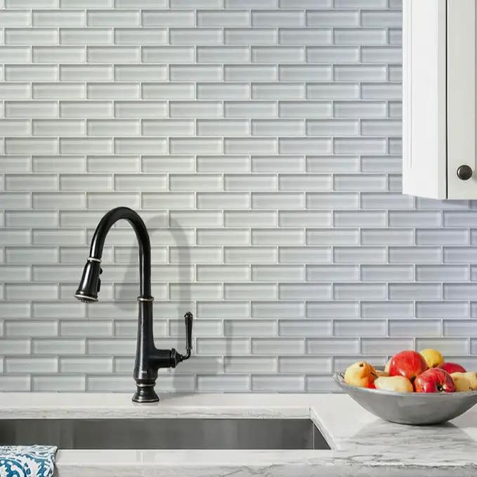 White 12x12 Glossy Brick Glass Mosaic Tile (5 pack, 4.92 sq ft/case) by Apollo Tile