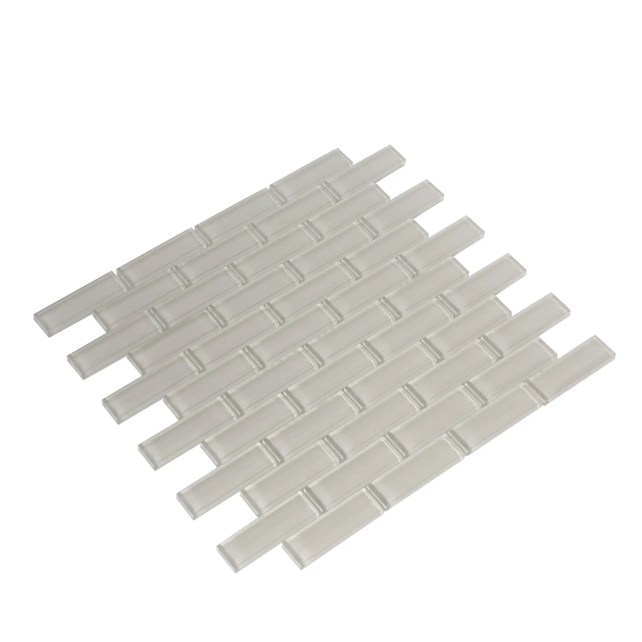Light Taupe Beige 12x12 Glossy Brick Glass Mosaic Tile (5 pack, 4.92 sq ft/case) by Apollo Tile