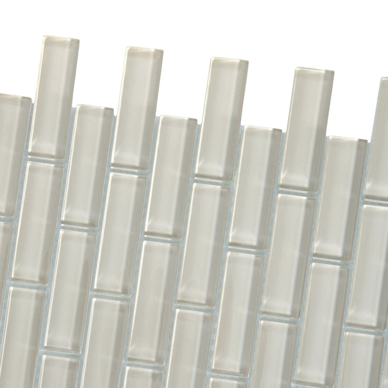 Light Taupe Beige 12x12 Glossy Brick Glass Mosaic Tile (5 pack, 4.92 sq ft/case) by Apollo Tile