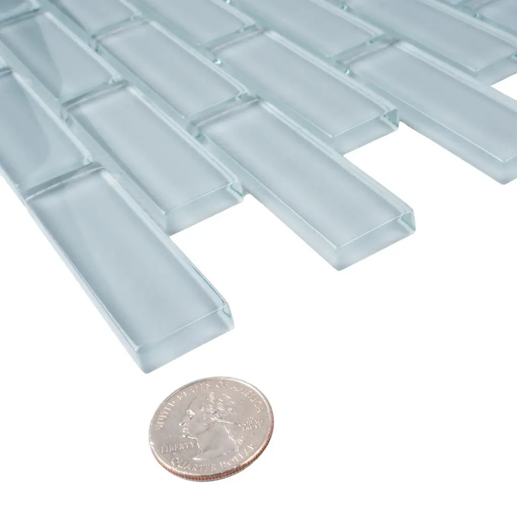 Gray 12x12 Glossy Brick Glass Mosaic Tile (5 pack, 4.92 sq ft/case) by Apollo Tile