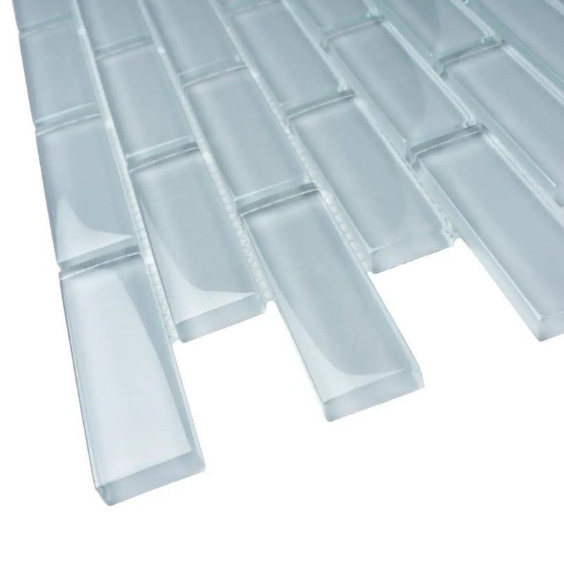 Gray 12x12 Glossy Brick Glass Mosaic Tile (5 pack, 4.92 sq ft/case) by Apollo Tile