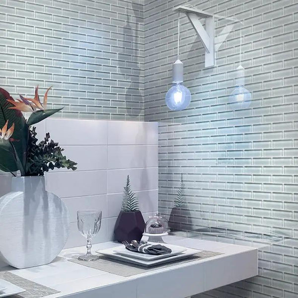 Gray 12x12 Glossy Brick Glass Mosaic Tile (5 pack, 4.92 sq ft/case)