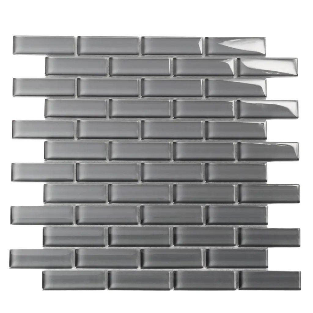 Coin Gray 12x12 Glossy Brick Glass Mosaic Tile (5 pack, 4.92 sq ft/case) by Apollo Tile