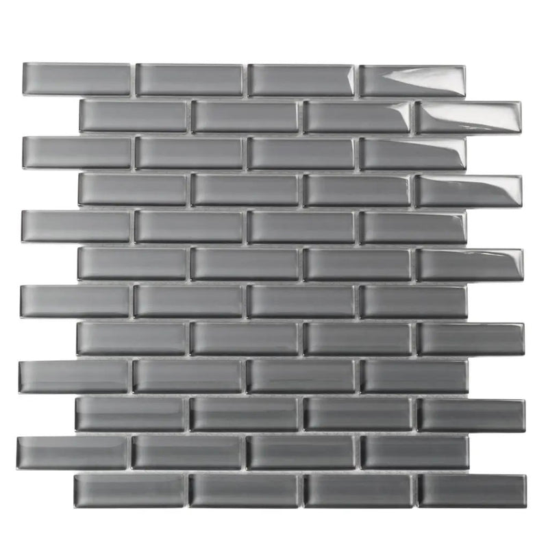Coin Gray 12x12 Glossy Brick Glass Mosaic Tile (5 pack, 4.92 sq ft/case) by Apollo Tile