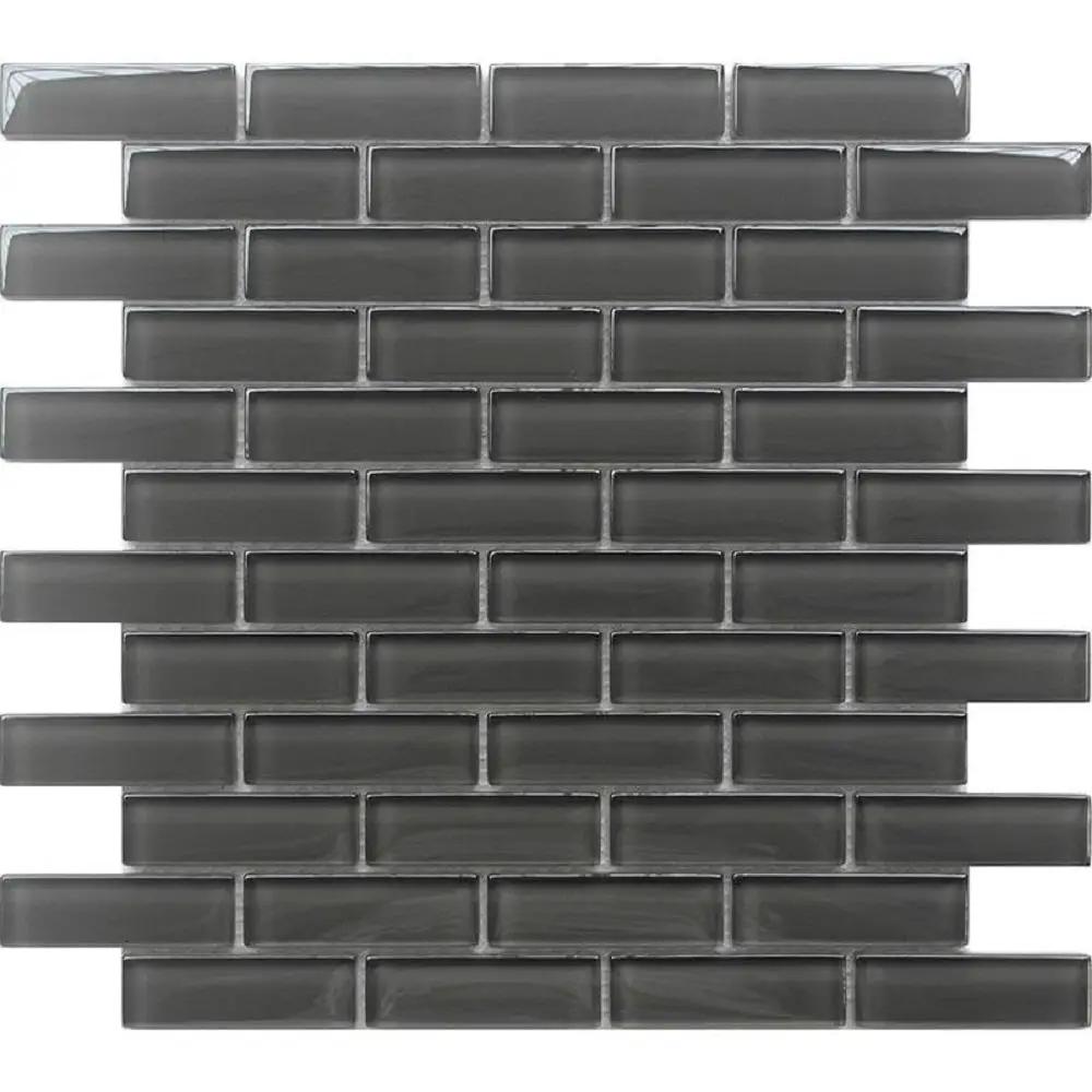 Ash Gray 12x12 Glossy Glass Brick Look Mosaic Tile (5 pack, 4.92 sq ft/case) by Apollo Tile