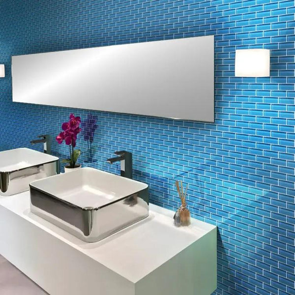 Cerulean Blue 12x12 Glossy Glass Mosaic Tile (5 pack, 4.92 sq ft/case), photo 2 of 5