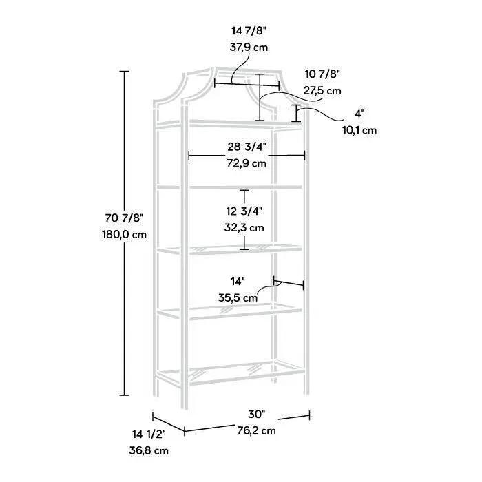 Elegant Bronze Metal Display Rack Etagere Bookcase with 5 Glass Storage Shelves by HomePacific
