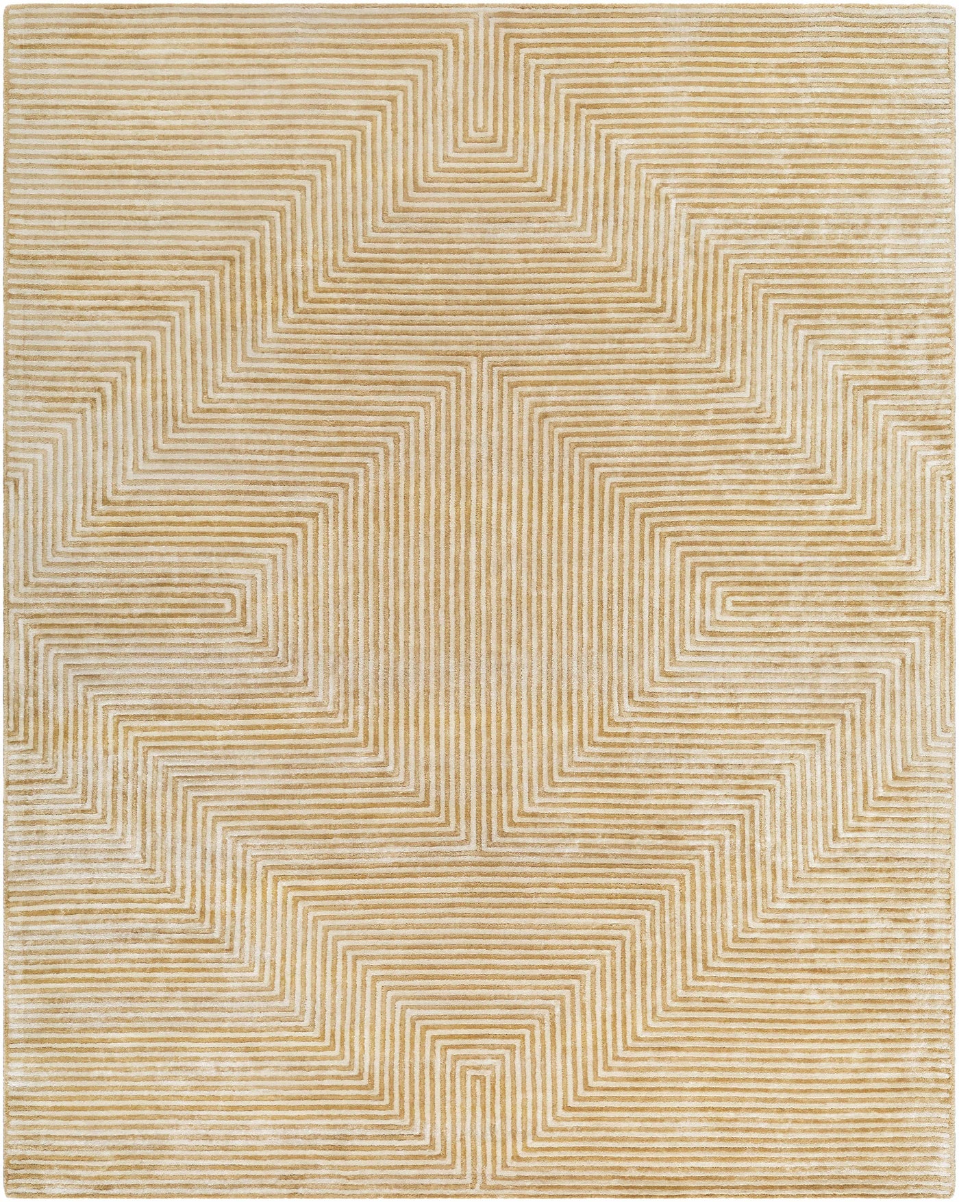 Quartz Patterned Sheen Beige Viscose Rug by Boutique Rugs