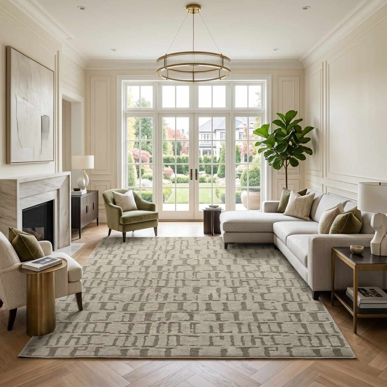 Dragan Green Modern Washable Area Rug by Boutique Rugs