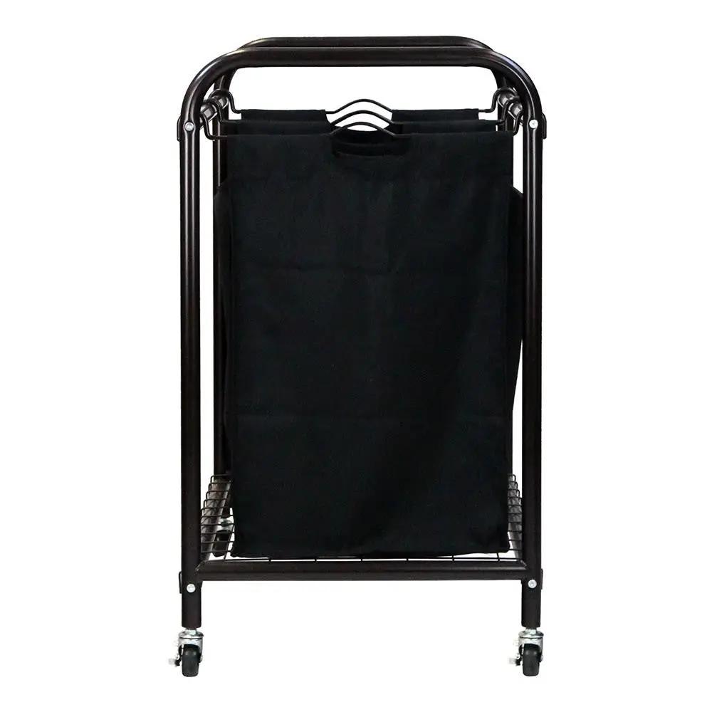 Bronze Laundry Hamper Cart with 2 Black Sorter Bags by HomePacific