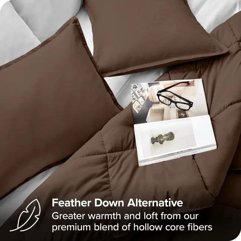 Full size 3-Piece Down Alternative Microfiber Comforter Set in Chocolate Brown by HomePacific