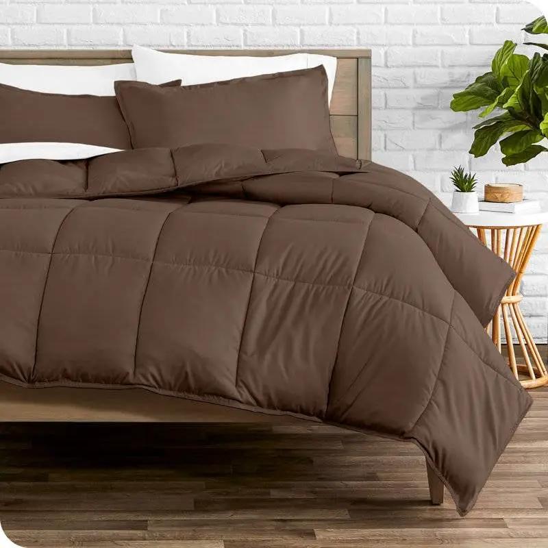 Twin size Down Alternative Comforter Set in Chocolate Brown Color by HomePacific
