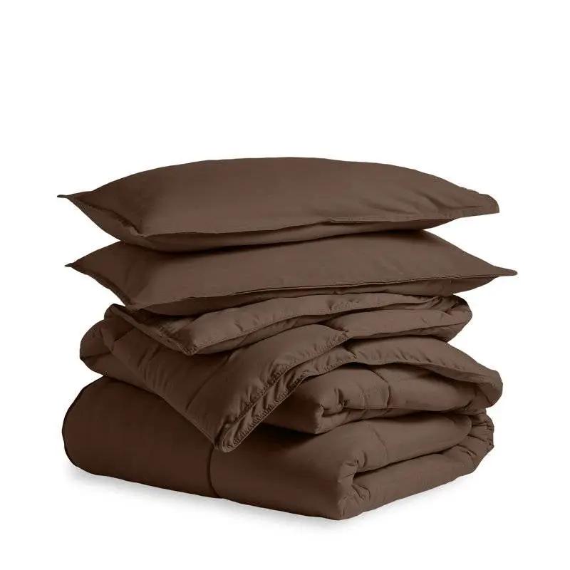 Twin size Down Alternative Comforter Set in Chocolate Brown Color by HomePacific