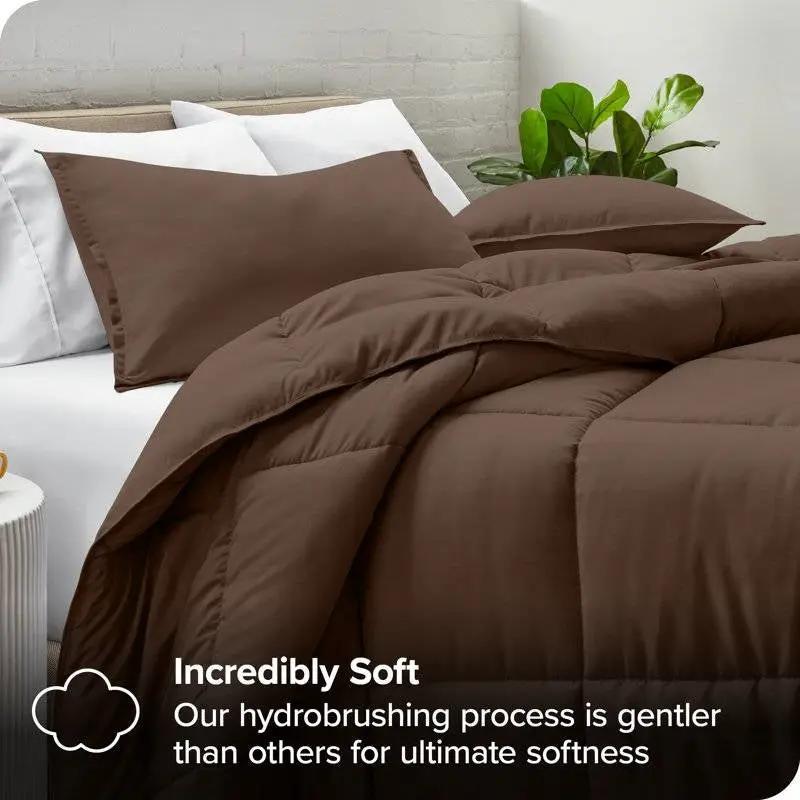 Twin size Down Alternative Comforter Set in Chocolate Brown Color by HomePacific