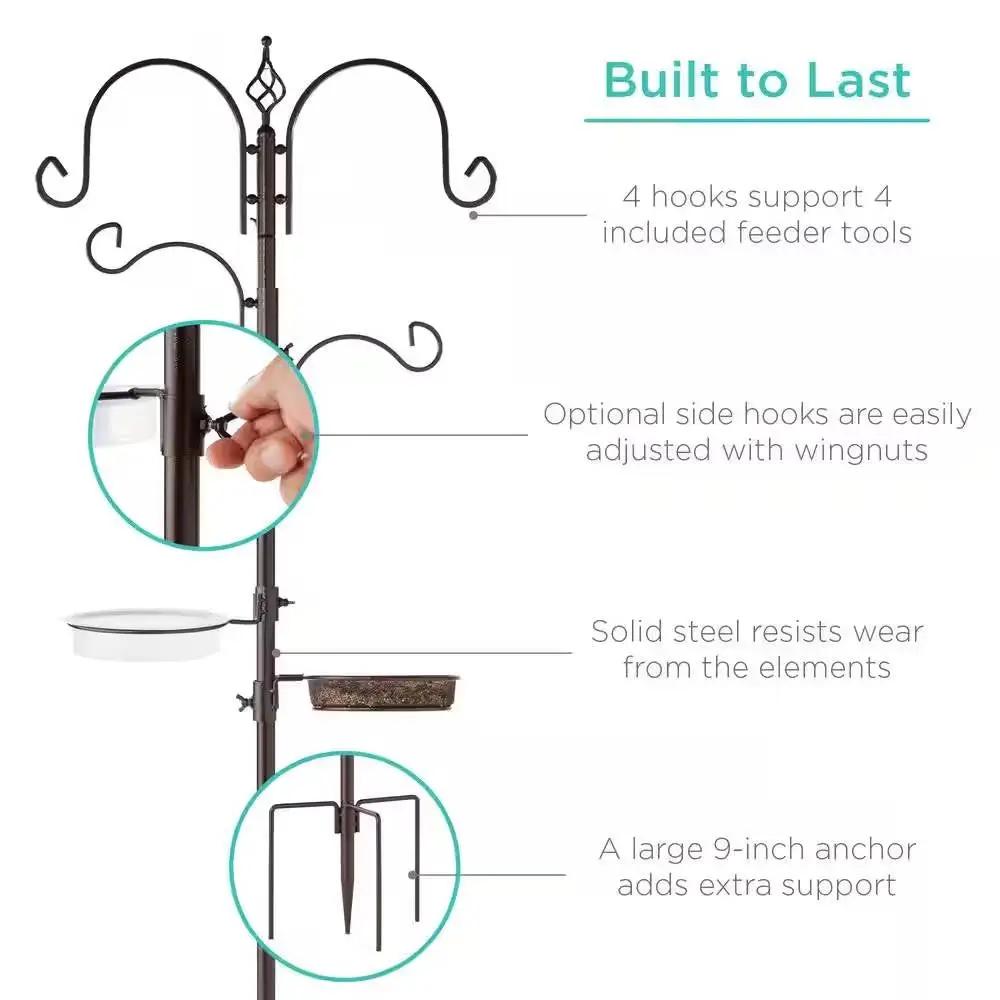 Complete Bird Feeder Set with Bronze Metal Stand Suet Water Bowl Tube and Tray by HomePacific