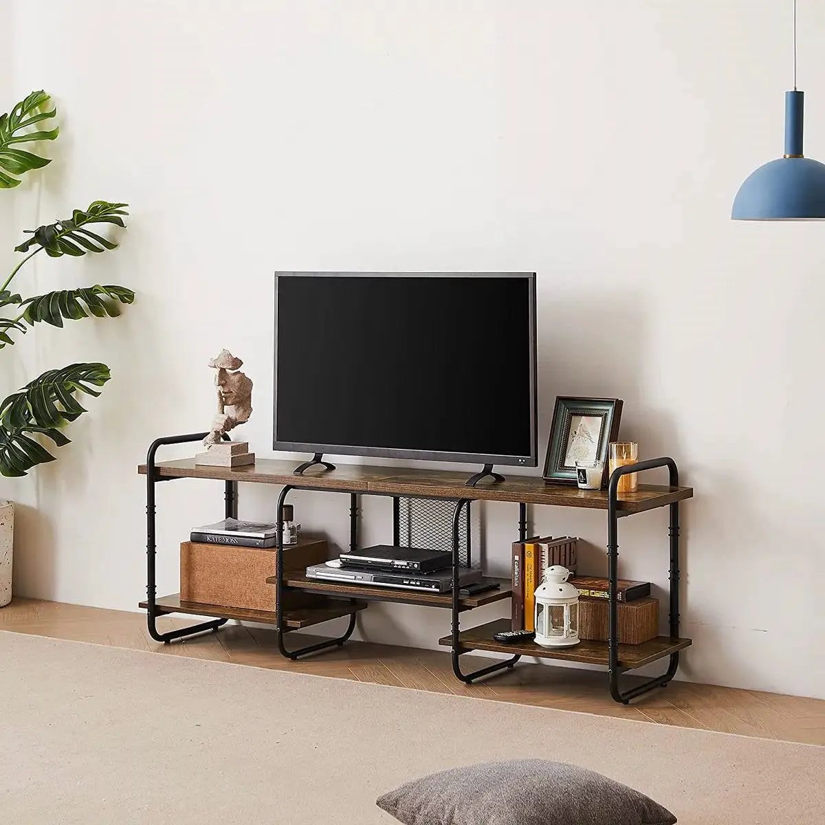 Modern Industrial Metal Wood Entertainment Center TV Stand for TV up to 60-inch by HomePacific