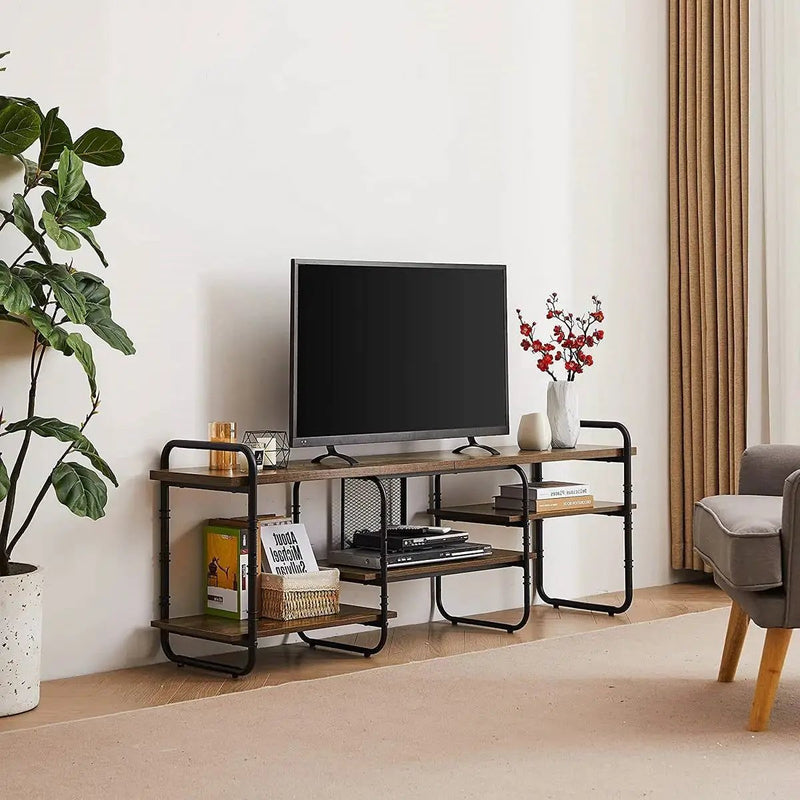 Modern Industrial Metal Wood Entertainment Center TV Stand for TV up to 60-inch by HomePacific