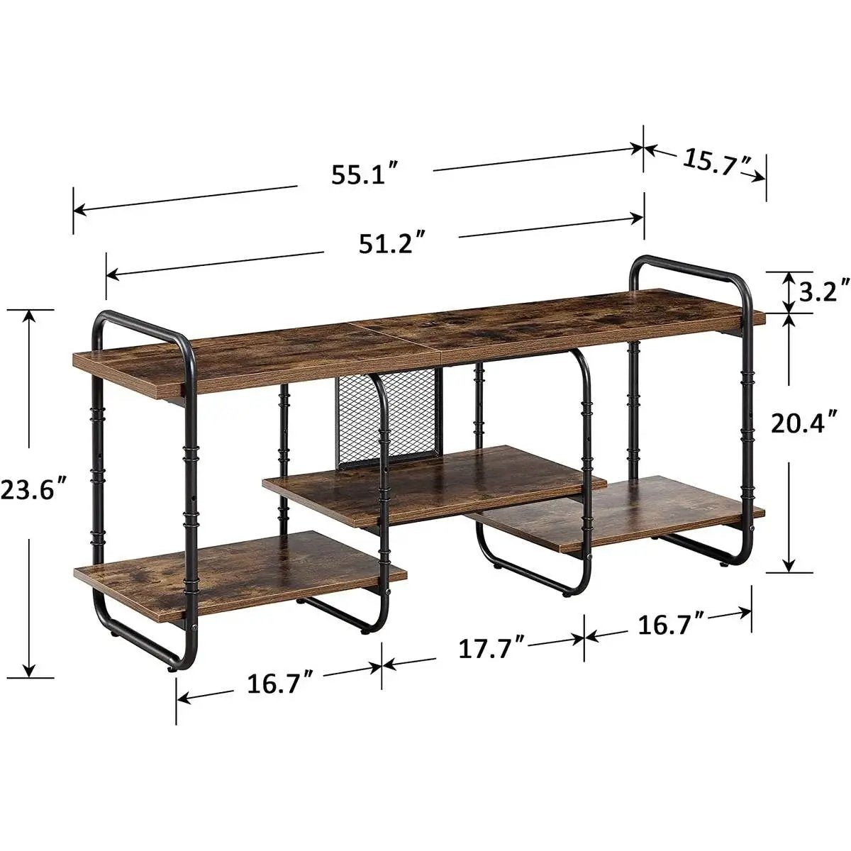 Modern Industrial Metal Wood Entertainment Center TV Stand for TV up to 60-inch by HomePacific