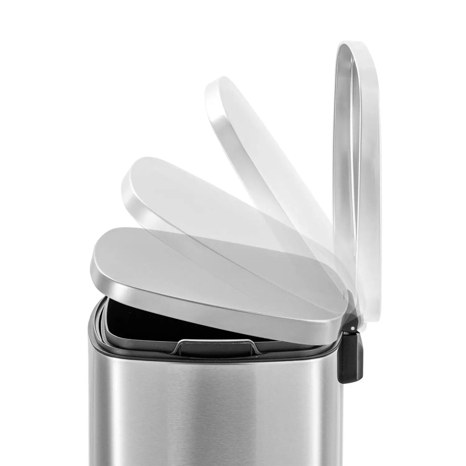 13 Gallon Brushed Stainless Steel Kitchen Trash Can with Step Open Lid by HomePacific