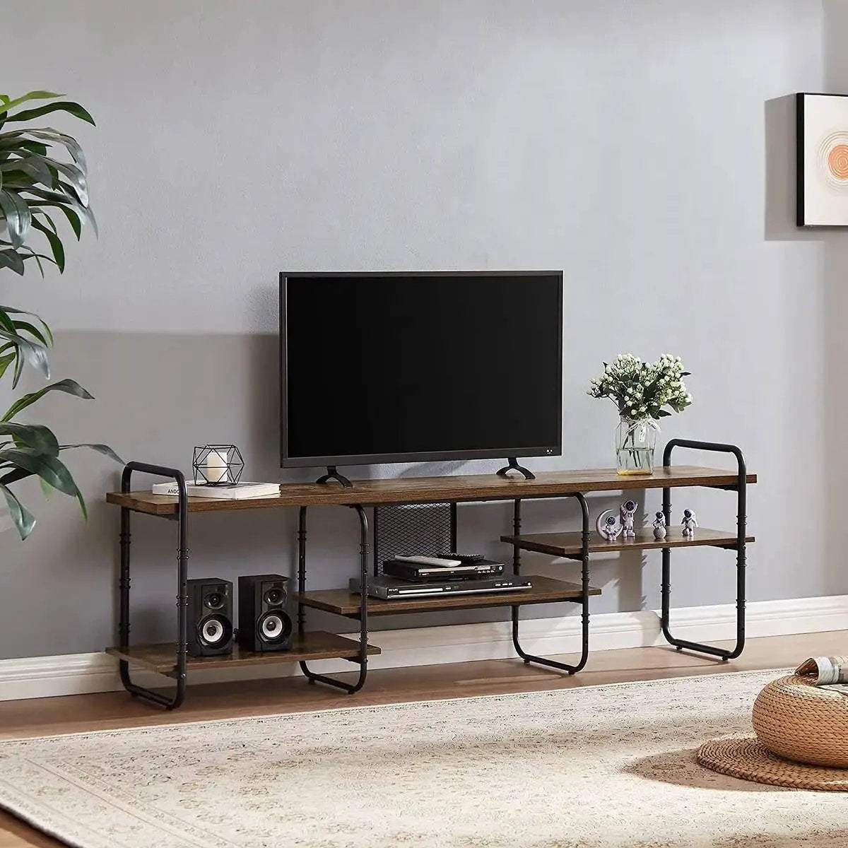 Industrial Modern Metal Wood Entertainment Center TV Stand for TV up to 75-inch by HomePacific
