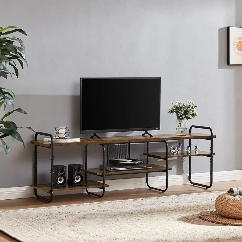 Industrial Modern Metal Wood Entertainment Center TV Stand for TV up to 75-inch by HomePacific