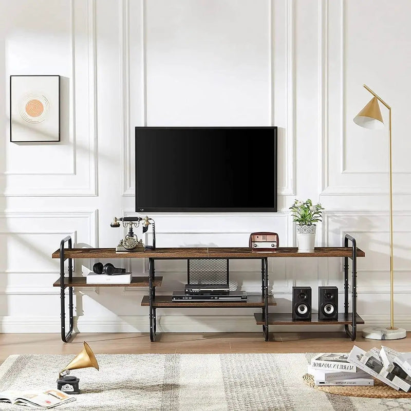 Industrial Modern Metal Wood Entertainment Center TV Stand for TV up to 75-inch by HomePacific