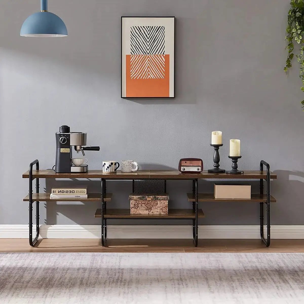 Industrial Modern Metal Wood Entertainment Center TV Stand for TV up to 75-inch by HomePacific