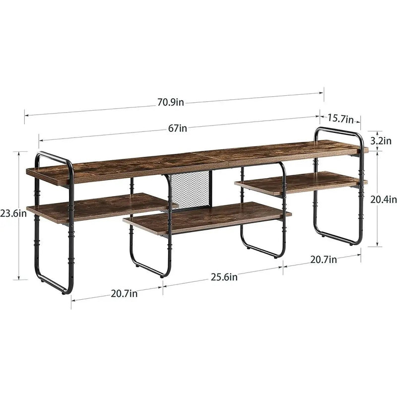 Industrial Modern Metal Wood Entertainment Center TV Stand for TV up to 75-inch by HomePacific