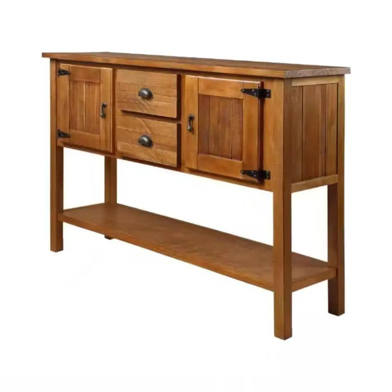 Solid Wood Farmhouse Console Table Buffet Cabinet with Storage Drawers in Brown by HomePacific