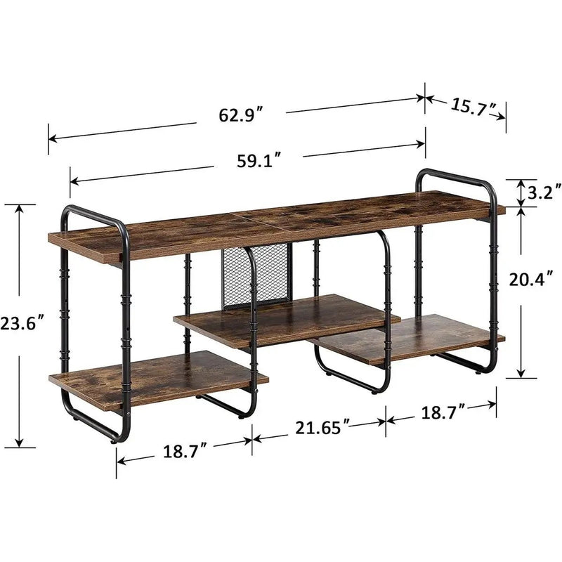 Modern Metal Wood Industrial Entertainment Center TV Stand for TV up to 65-inch by HomePacific
