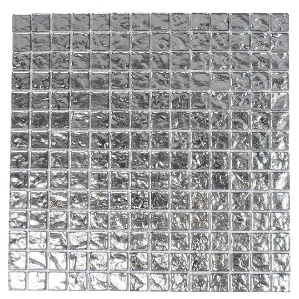 Silver 12x12 Polished Square Glass Mosaic Tile (5 pack, 4.75 sq ft/case), photo 2 of 6