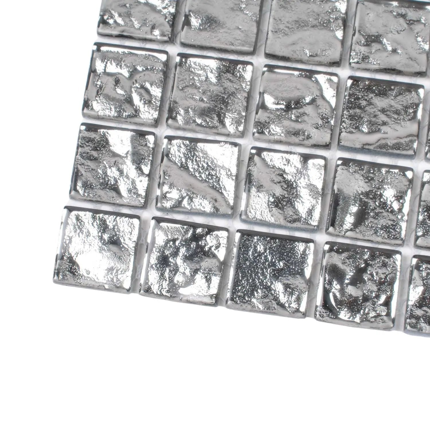 Silver 12x12 Polished Square Glass Mosaic Tile (5 pack, 4.75 sq ft/case) by Apollo Tile