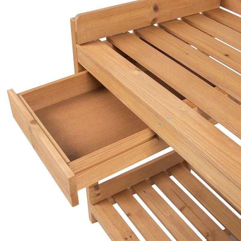 Solid Wood Garden Work Table Potting Bench in Natural Finish by HomePacific