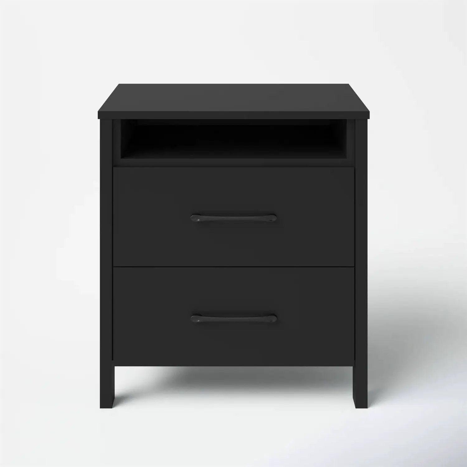 Modern 2-Drawer Nightstand Bedside Table in Black Wood Finish by HomePacific