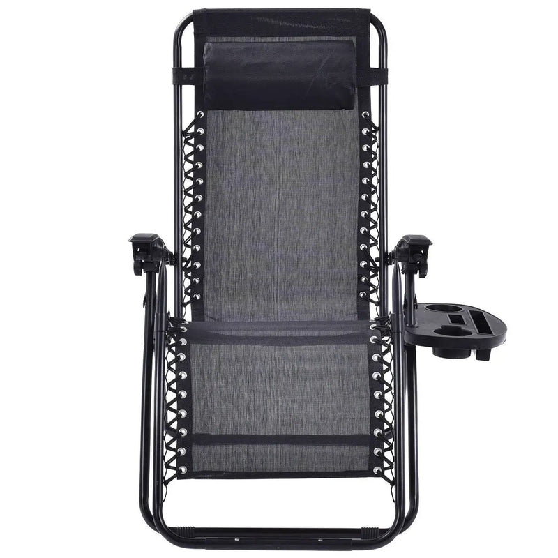 Set of 2 Black Folding Outdoor Zero Gravity Lounge Chair Recliner by HomePacific