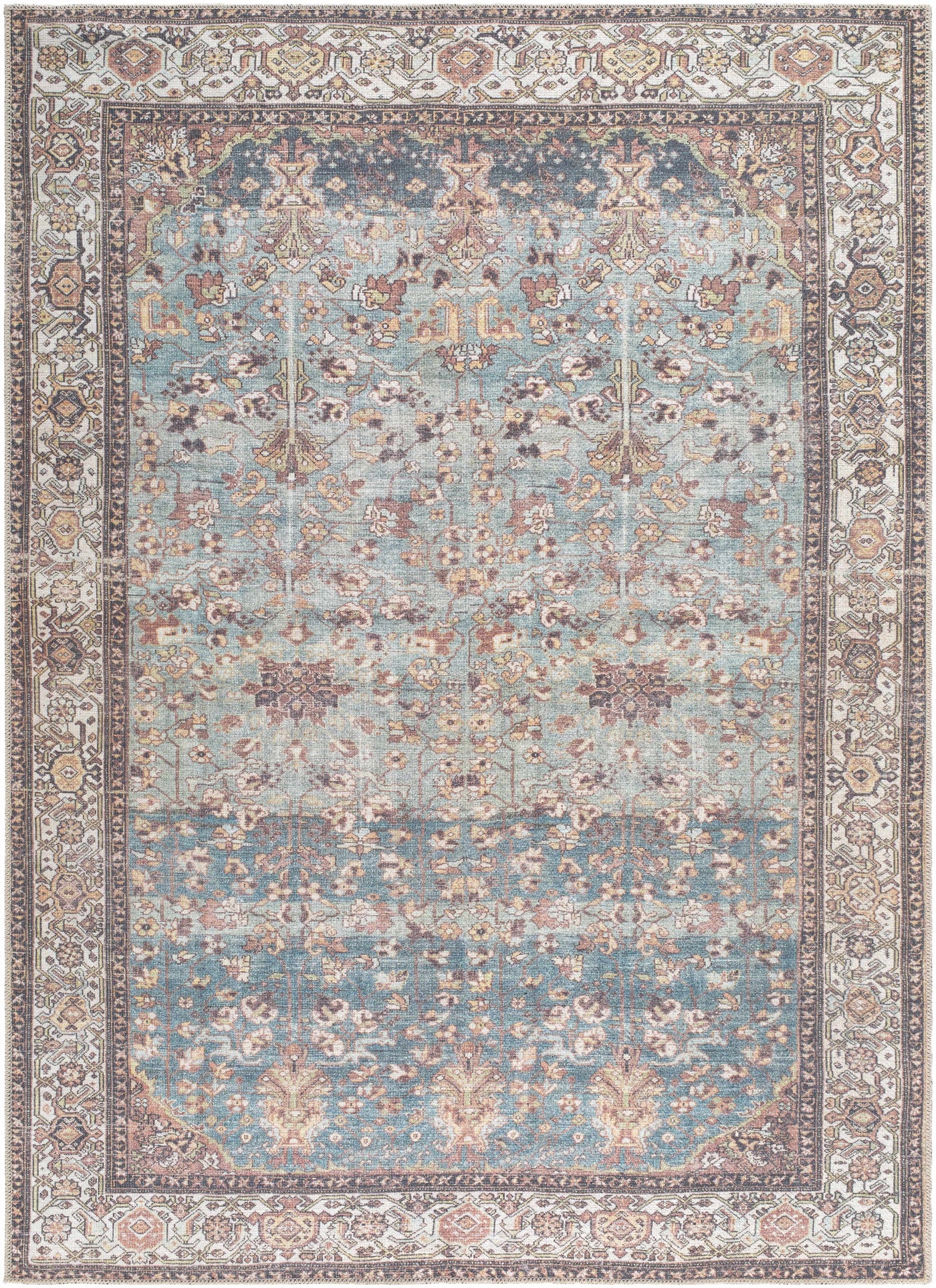 Bahram Vintage Flat Pile Washable Rug by Boutique Rugs